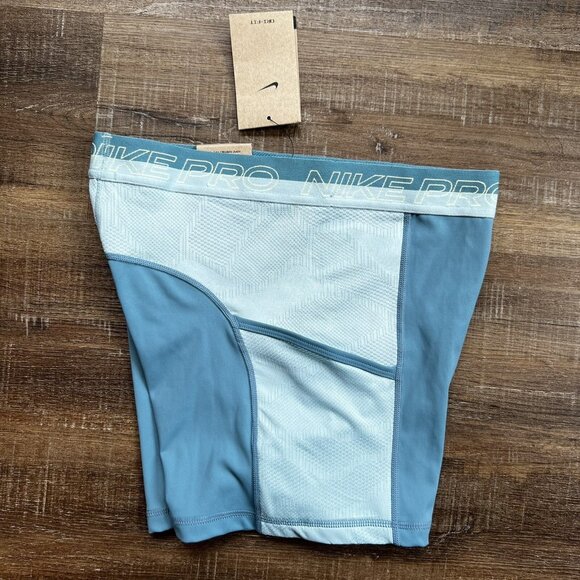 Nike Pro Shorts Training Medium Womens Dri Fit High Rise 3" Blue $40 - Picture 5 of 9